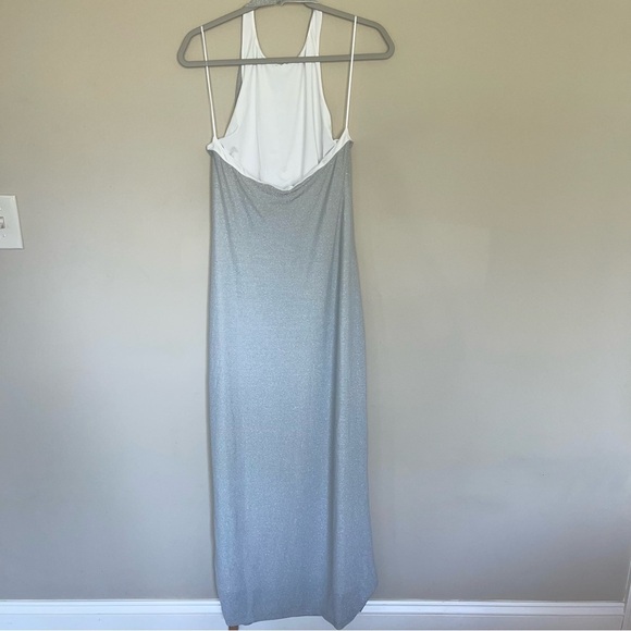 Reformation Selene Knit Dress in Silver Sparklr L Halter Neck Open Back NWT - Picture 10 of 12